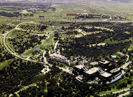 Vista aérea del Campus de Montegancedo previa a la construcción de los otros centros del Campus