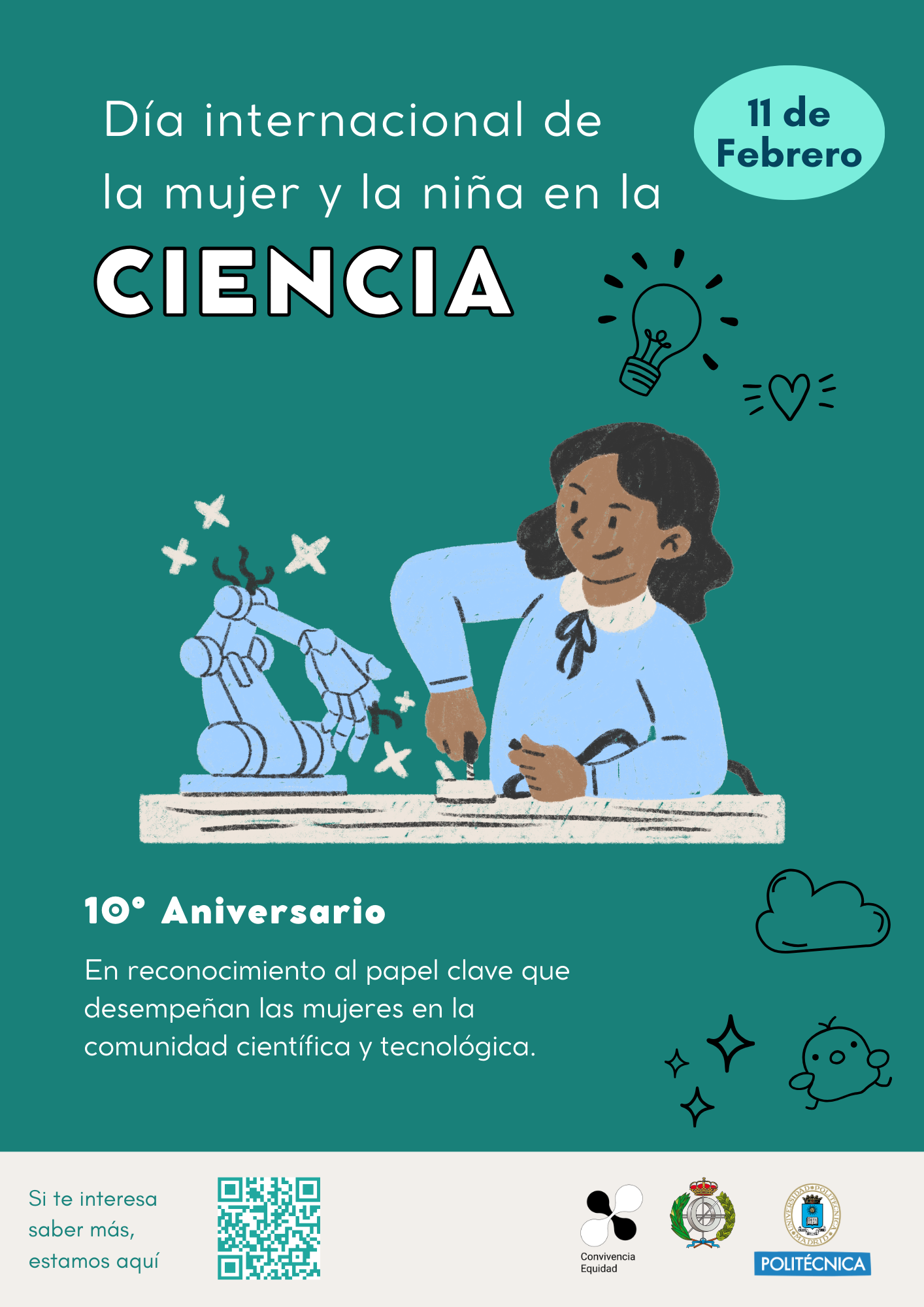 Cartel del Día Internacional de la Niña y la Mujer en la Ciencia (11F) 2025